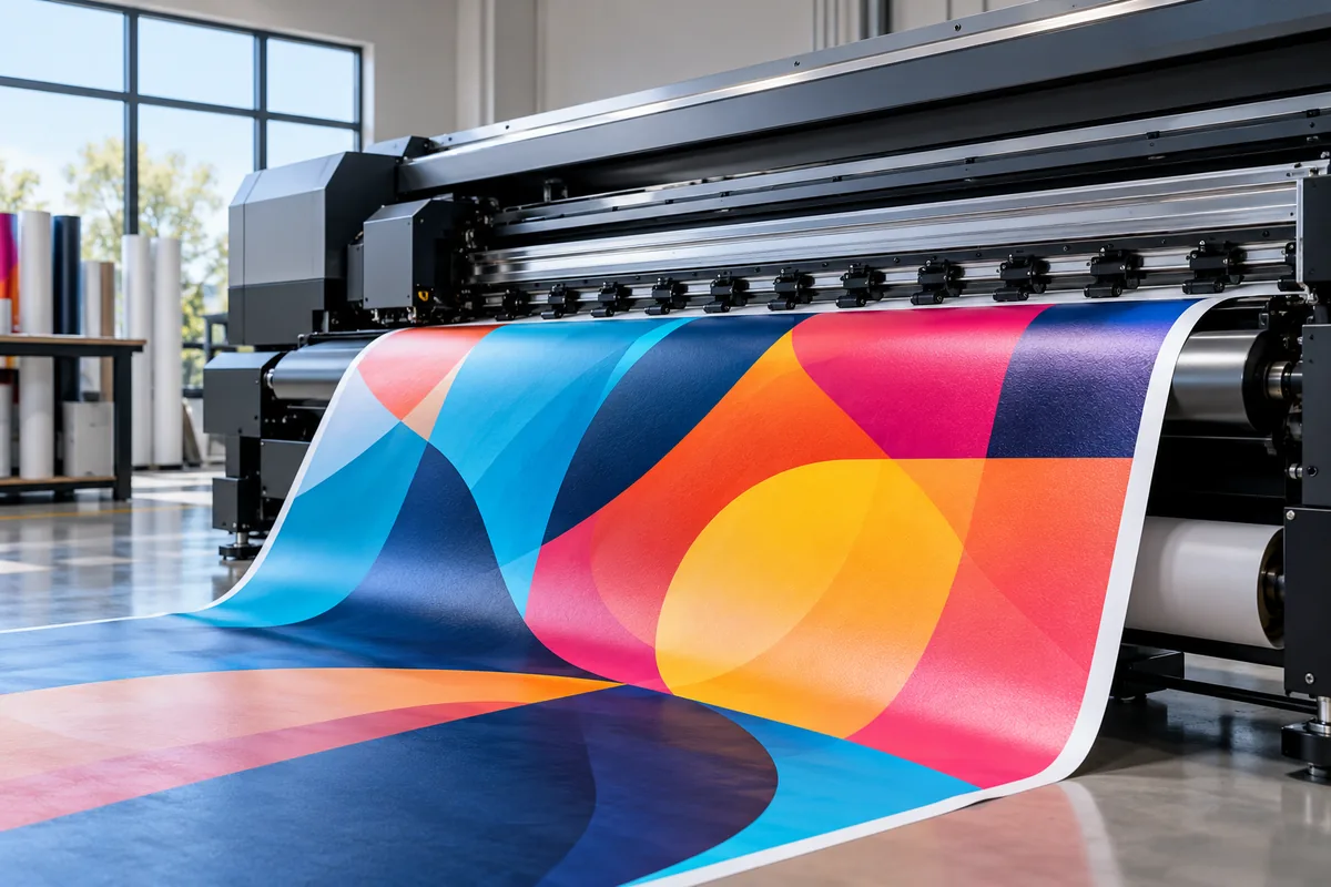 Impresora de gran formato imprimiendo un diseño a todo color en Uprint Durango